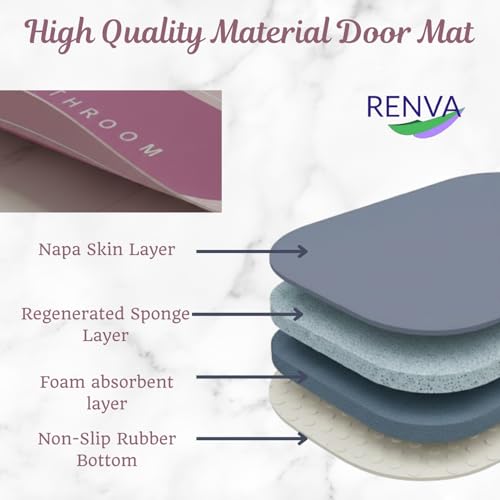 RENVA Bathroom Door Mats | Water Absorbent Quick Dry Round Mat with Anti-Slip Rubber Backing | Non-Slip Floor Mat for Home & Kitchen 40x60 CM (Pack of 1, Pink Colour) - Image 3