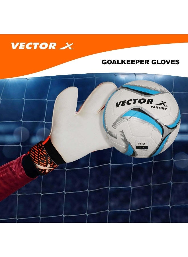 Vector X FAZER Goalkeeper Gloves – Soccer Finger Save Gloves for Training & Match Play, Youth & Adult Sizes, Protective, Comfortable & Durable, Size 9, White/Orange - Image 4