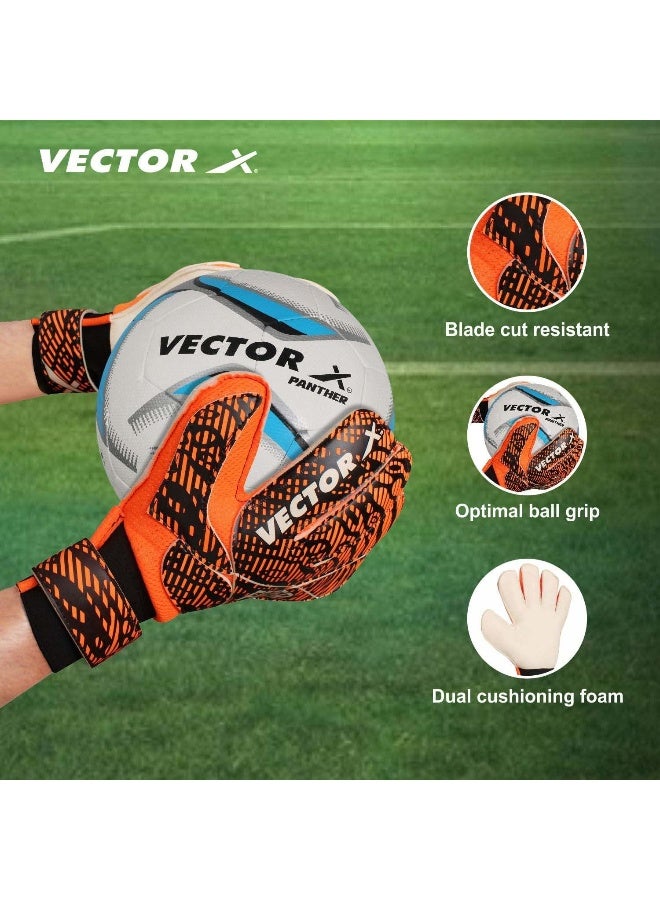 Vector X FAZER Goalkeeper Gloves – Soccer Finger Save Gloves for Training & Match Play, Youth & Adult Sizes, Protective, Comfortable & Durable, Size 9, White/Orange - Image 2