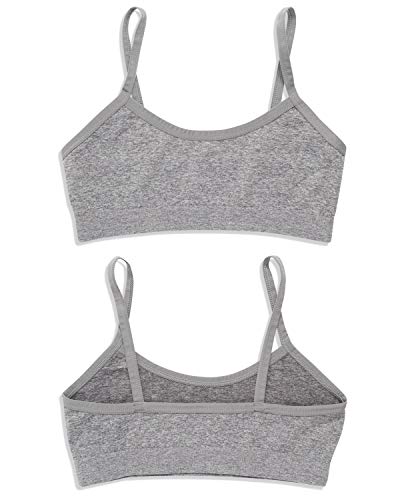 Rene Rofe Girls' Training Bra - 6 Pack 4-Way Stretch Spaghetti Strap Unpadded Bralette Starter Bras for Girls (7-14), Size 14, Black/White/Grey - Image 4