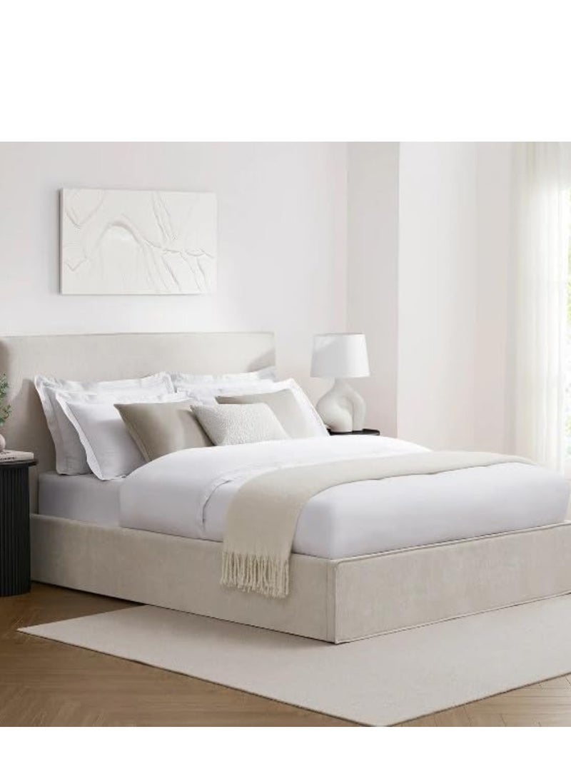 Wooden Twist Hydraulic Storage King Size Bed In Soft Fabrice  - Image 1