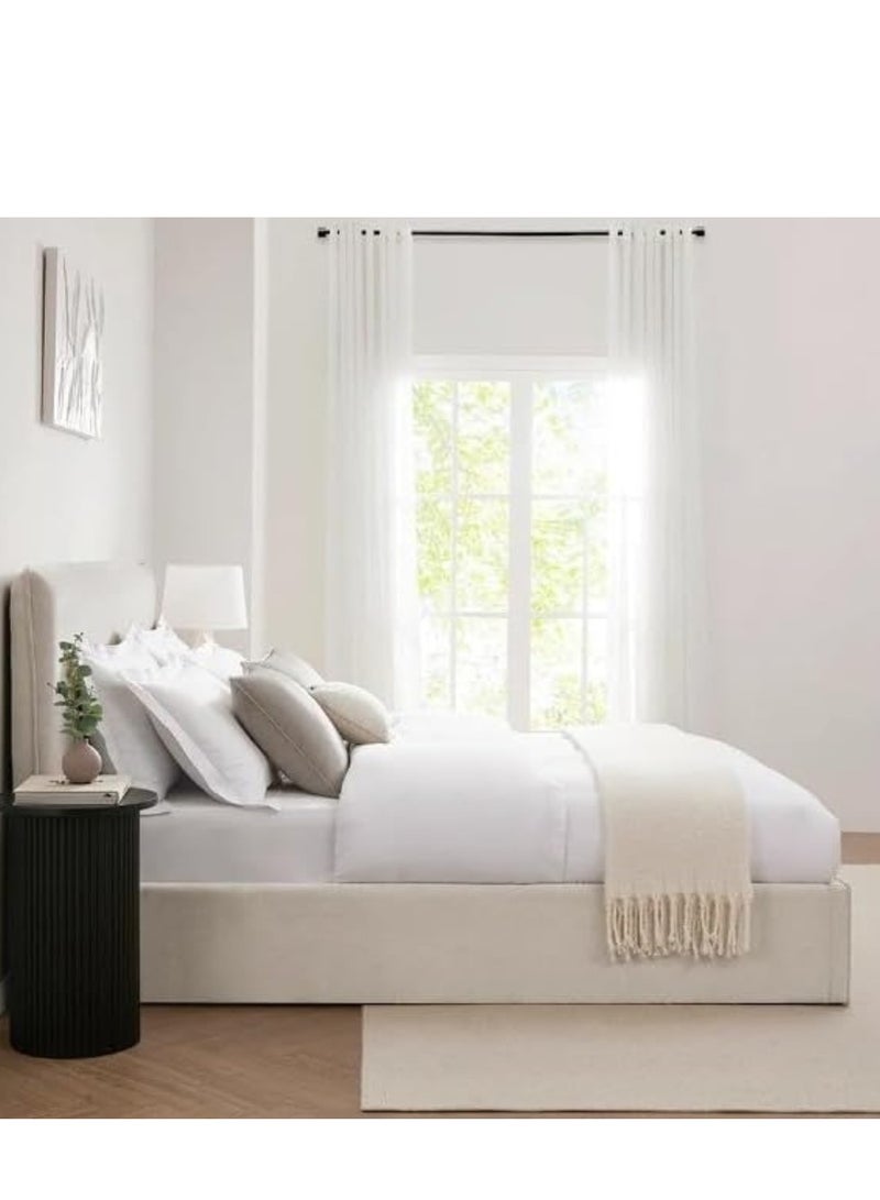 Wooden Twist Hydraulic Storage King Size Bed In Soft Fabrice  - Image 3
