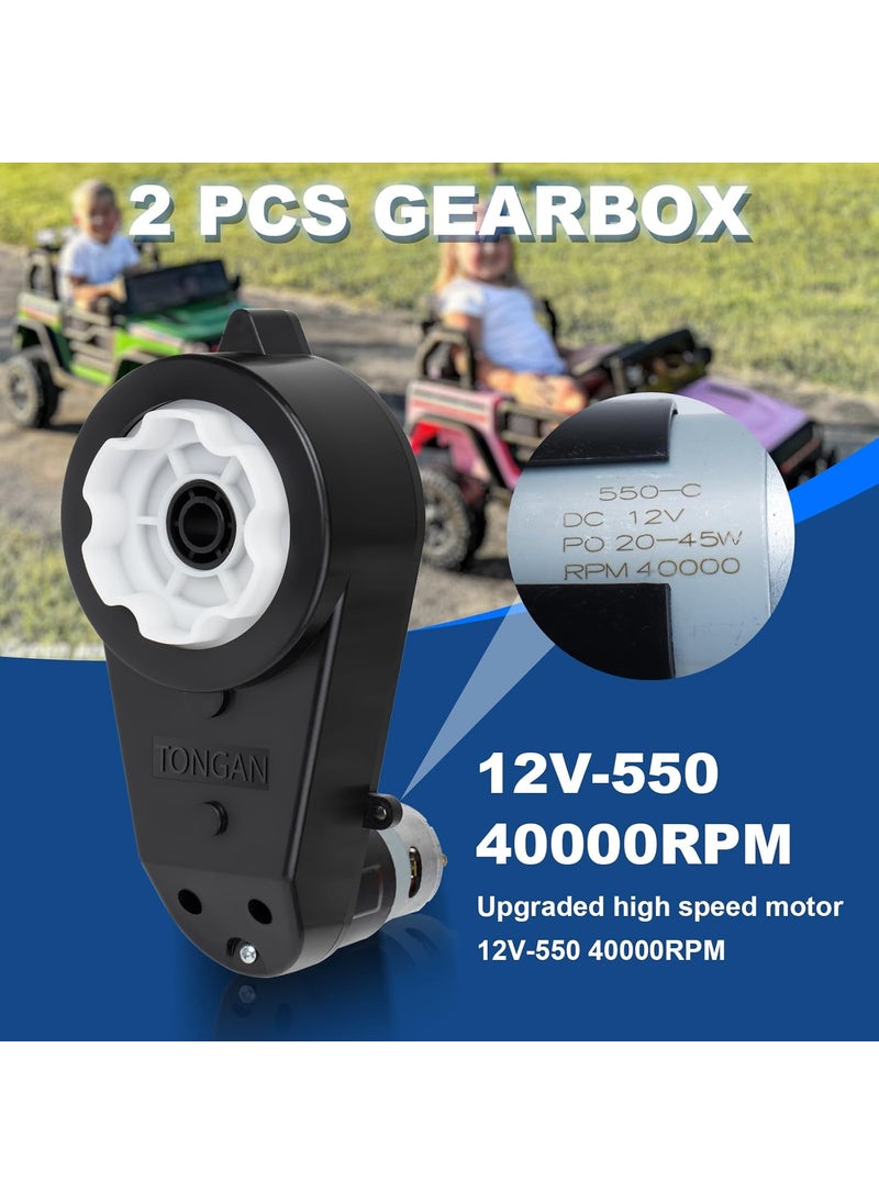 LAZORA 2Pcs 12V 40000RPM HighSpeed RS550 Motor Gearbox for Power Wheels Kids Ride on Car Motor Upgrade 12 Volt RideOn Toys Replacement Parts with Drive Engines for Kids Cars Motorcycles Jeep Accessories  - Image 3