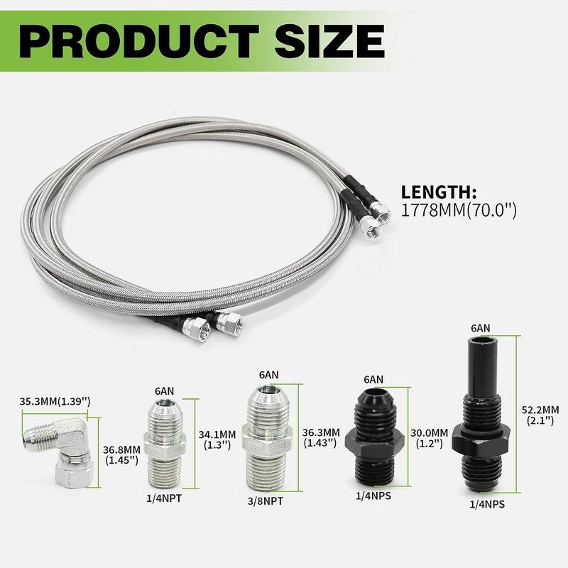 Yunnergo 70" Transmission Cooler Lines Kit with 6AN Hose Fitting - Image 2