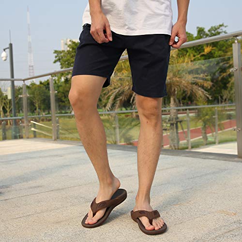 MEGNYA Mens Orthotic Flip Flops Thong Sandals for Flat Feet Plantar Fasciitis with Arch Support Non Slip Toe-Post Slippers Indoor Brown Size 10 - Image 3