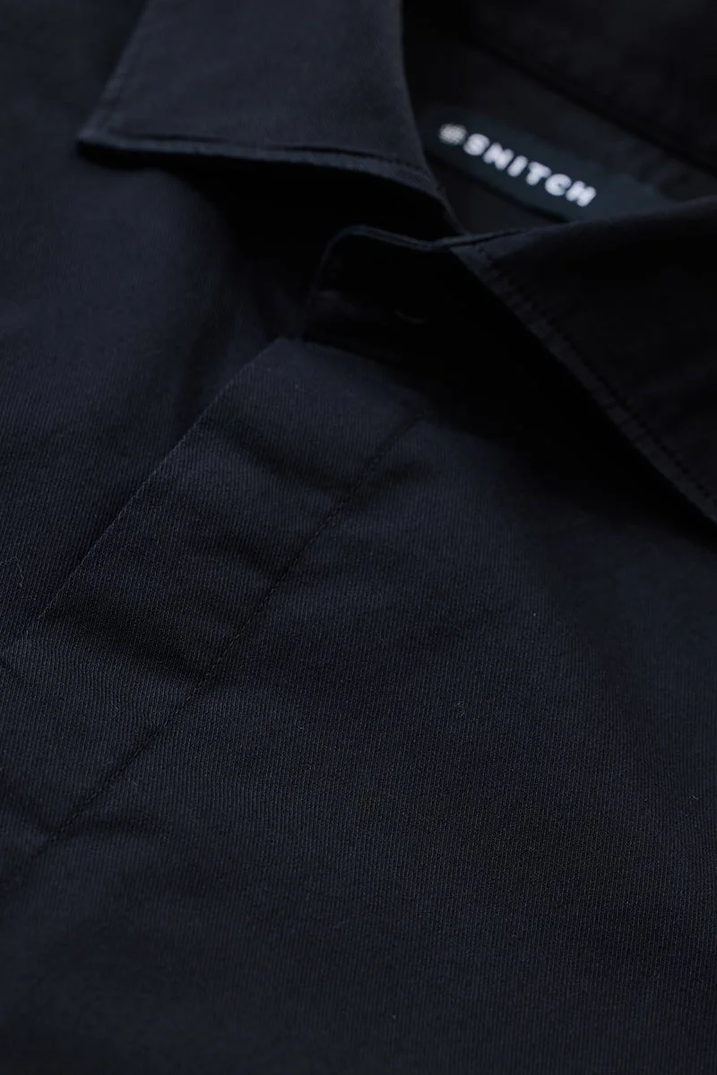 SNITCH Black Slim Fit Stretch Shirt