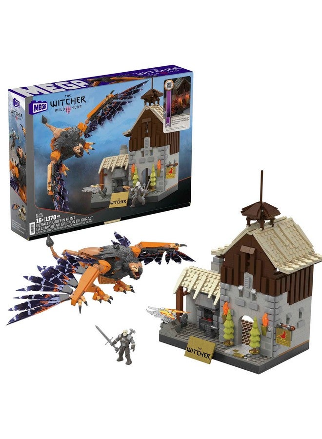 Mega Brands مجموعة ألعاب البناء MEGA The Witcher، صيد غريفين جيرالت مع 1170 قطعة، 1 شخصية ميكرو أكشن وإكسسوارات، مجموعة للبالغين - Image 1