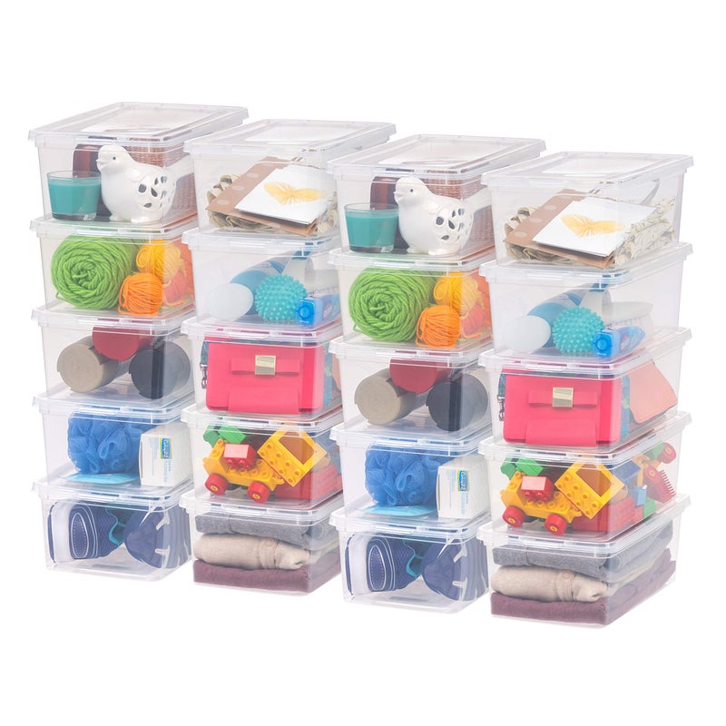 IRIS IRIS USA 20Pack Storage Bins with Lids 6 Quart Shoe Boxes Clear Stackable Containers Organize Shoes Closet Shelves Classroom Organization Teacher Tools Game Storage  BPAFree Plastic