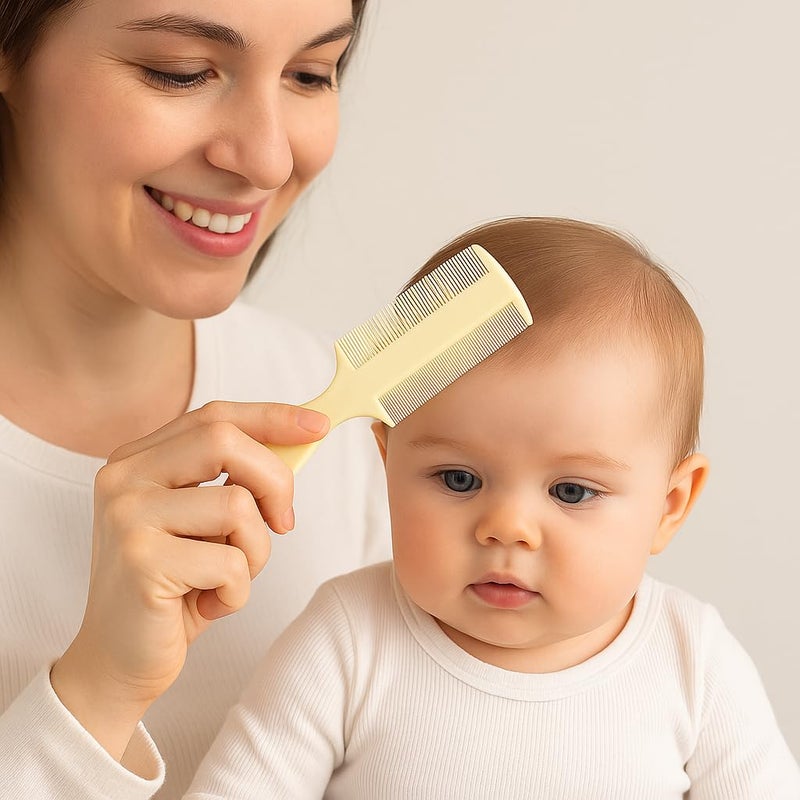 Vakly Fine Tooth Baby Comb [3 Pack] â€“ Double-Sided Infant Hair Extra Fine Detangling Comb with Handle for Cradle Cap, Dandruff & Lice â€“ Gentle Rounded Teeth for Newborns, Babies, Toddlers & Adults - Image 2