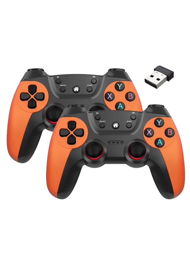 وحدة تحكم ألعاب لاسلكية 2.4 جيجا بايت لجهاز Android Tv Box Computer PC واحد إلى اثنين من اللاعبين المزدوجين Double Strike Digital Computer Gamepad - لون المنتج: برتقالي نسخة قابلة للشحن (معدن عاري) - Image 1