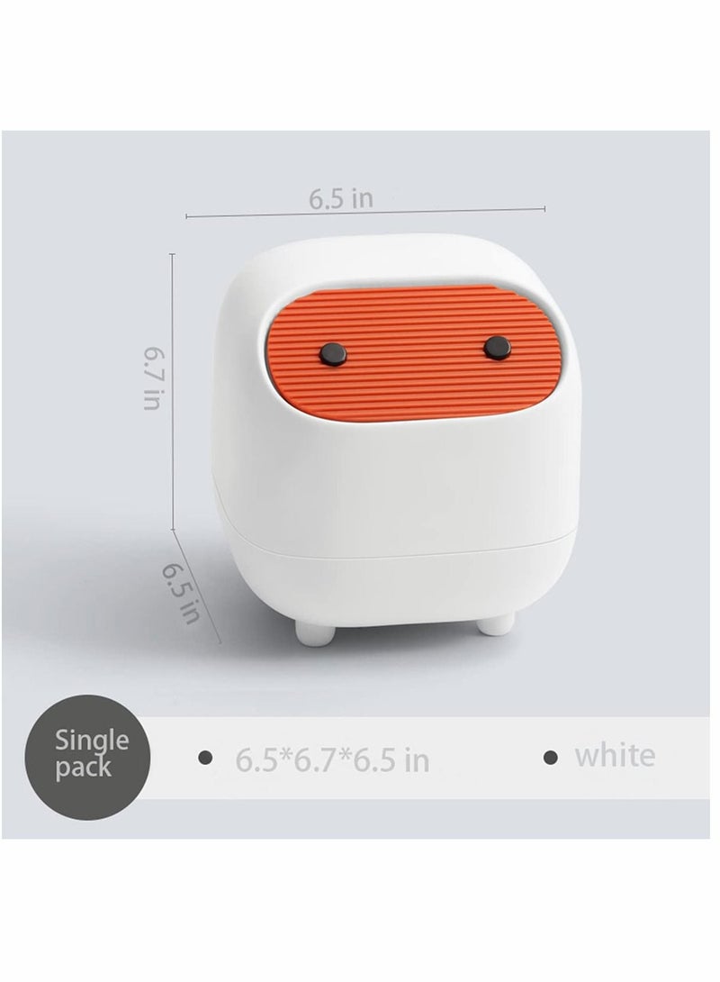 Y&D Mini Trash Can, Small with Lid Good Sealing Plastic Suitable for Coffee Table Living Room Office Desk (White)  - Image 2