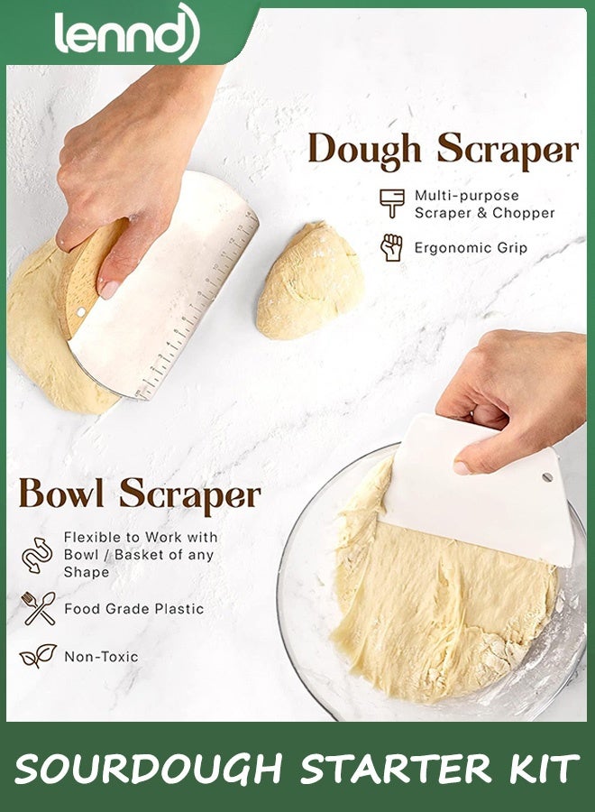 لينند لوازم خبز الخبز المخمر، مجموعة أدوات بدء العجين المخمر، سلة تدقيق الخبز، مجموعة أدوات صنع الخبز، أدوات مجموعة العجين المخمر، سلة تدقيق العجين المخمر، مجموعة هدايا العجين المخمر للخبازات والزوجة والأم - Image 4
