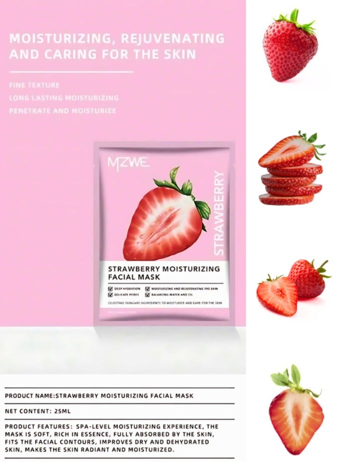 MZWE Beauty Facial Sheet Mask | Natural Sheet Mask | Face sheet Mask for Women and Men Cosmetics Fairness Facial Mask Combo Pack of 8 Avocado, Strawberry, Pomegranate  Lemon, Orange, Aloe Vera, Coconut and Peach. - Image 4