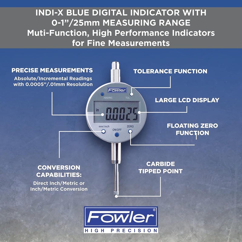 54-520-250-0, Ind-X Blue Digital Indicator with 1.0"/25mm Measuring Range
