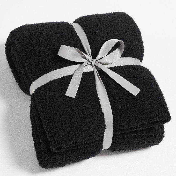 KNIT THROW BLANKET FOR COUCH BLACKSUPER SOFT LIGHTWEIGHT PLUSH FUZZY FLUFFY COZY BLANKETS AND THROWS FOR SOFA BED 50X60 INCHES