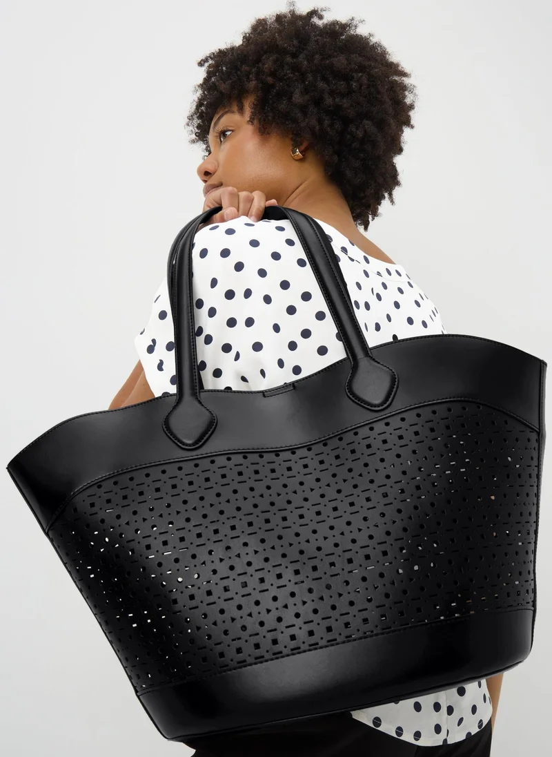 Matalan Black Cut Out Winged Tote