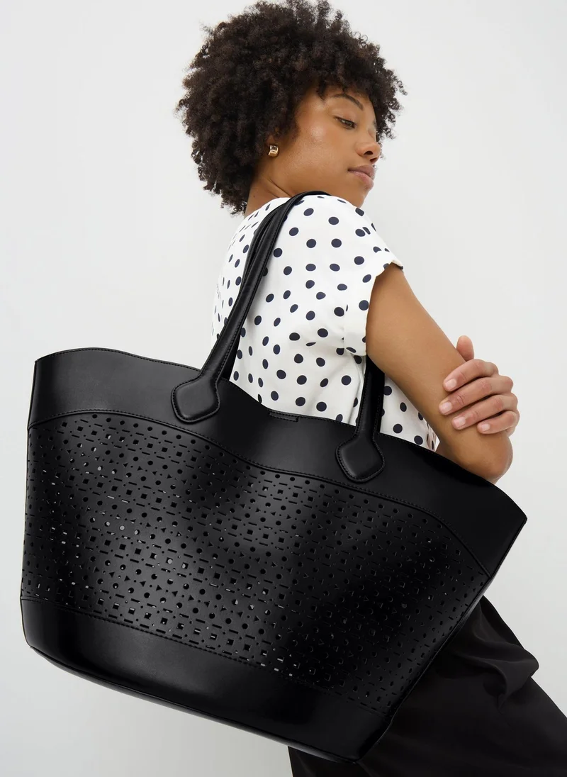 Matalan Black Cut Out Winged Tote
