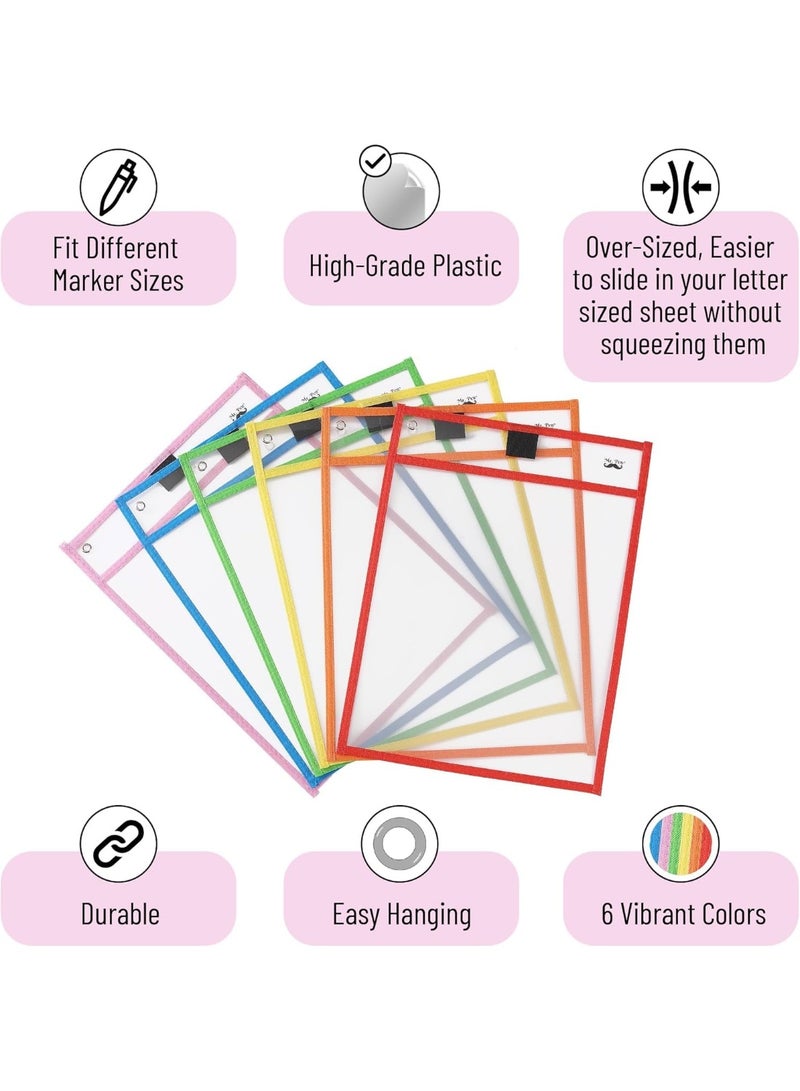 أظرف الكتابة القابلة للمسح، 6 قطع - أغلفة بلاستيكية قابلة لإعادة الاستخدام، شفافة للكتابة والمسح، مثالية لتنظيم الفصل والمكتب والمنزل - Image 5