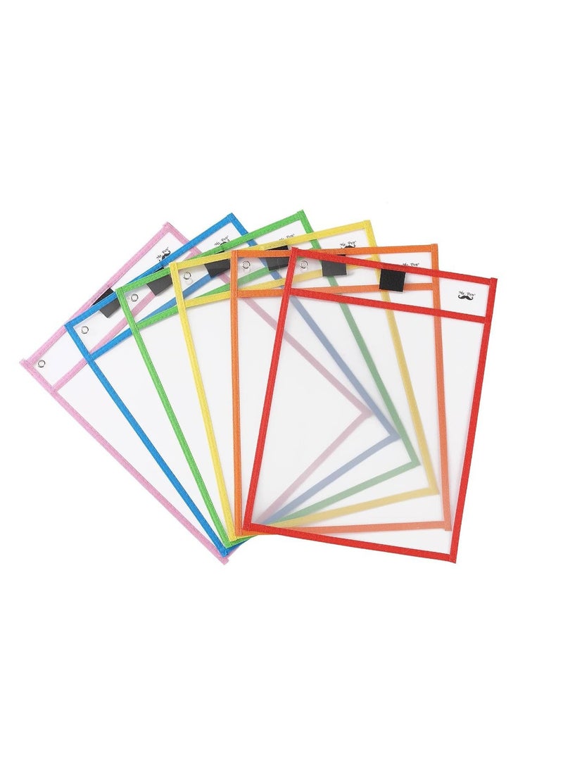 أظرف الكتابة القابلة للمسح، 6 قطع - أغلفة بلاستيكية قابلة لإعادة الاستخدام، شفافة للكتابة والمسح، مثالية لتنظيم الفصل والمكتب والمنزل - Image 1