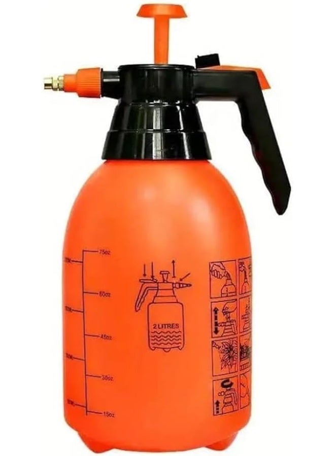 بخاخة مضخة للحديقة بحجم 2 لتر (4.5 Pints)، تعمل بالضغط اليدوي، متعددة الاستخدامات لري النباتات ورش الأعشاب. مزودة بفوهة قابلة للتعديل لتناسب احتياجات الري المختلفة، وتتميز بصمام أمان لتخفيف الضغط. (برتقالي) - Image 1
