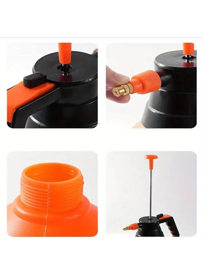 بخاخة مضخة للحديقة بحجم 2 لتر (4.5 Pints)، تعمل بالضغط اليدوي، متعددة الاستخدامات لري النباتات ورش الأعشاب. مزودة بفوهة قابلة للتعديل لتناسب احتياجات الري المختلفة، وتتميز بصمام أمان لتخفيف الضغط. (برتقالي) - Image 3