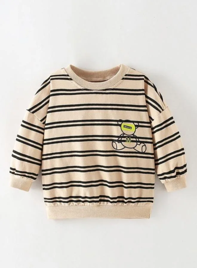 YUNIQEE Brown Printed Long Sleeve Crew Neck T-Shirt