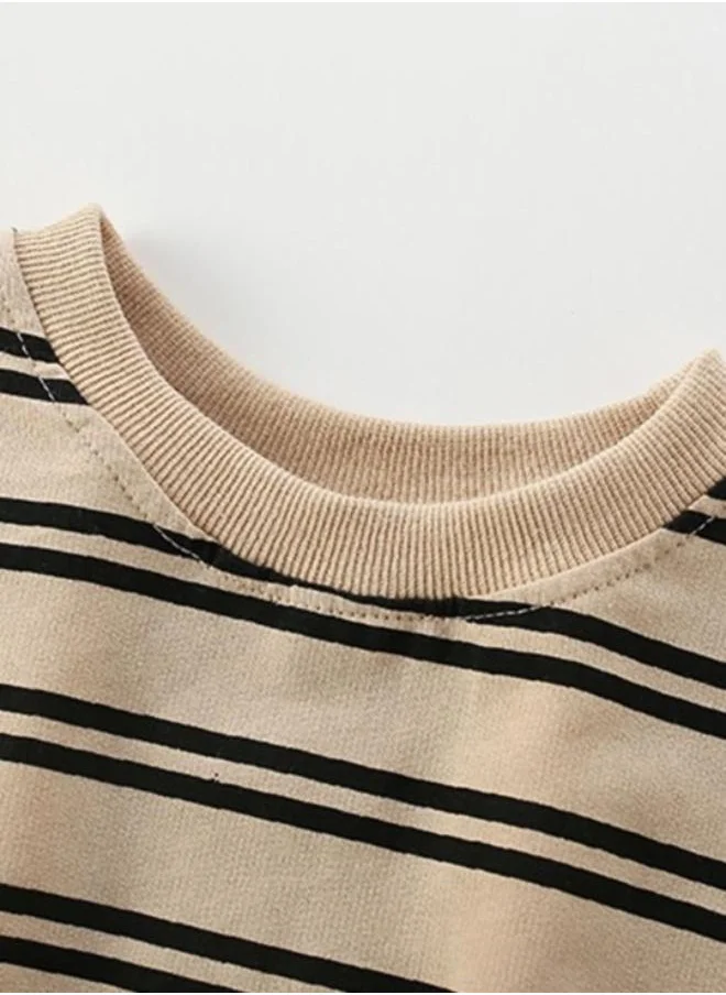 يونيكي Brown Printed Long Sleeve Crew Neck T-Shirt