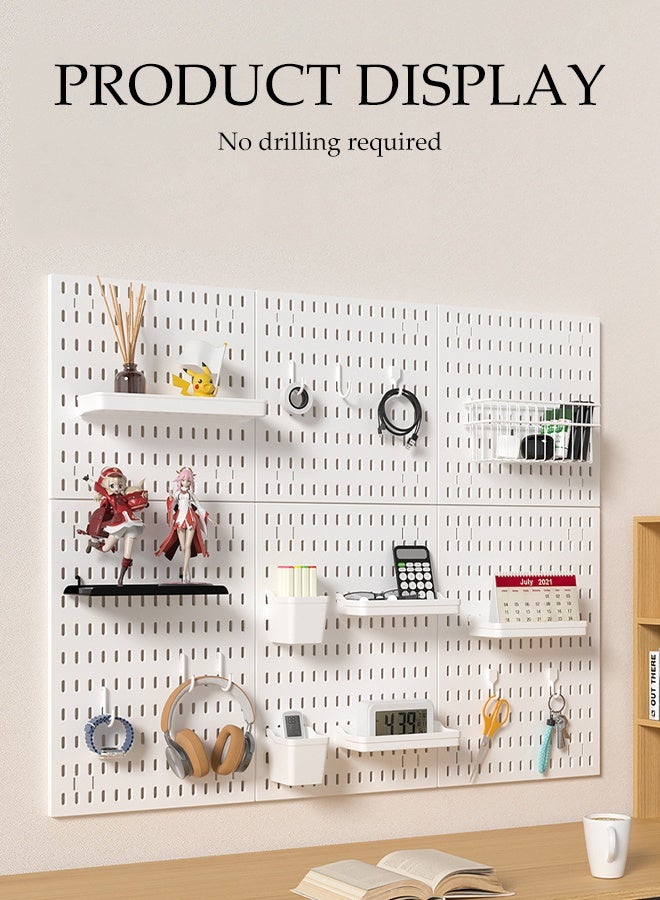 DUNISO Multifunctional Pegboard Combination Kit Hanging Wall Organiser Pegboards Modular with Accessories 4 Panel Wall Organizer and Storage with 3m Light Strip for Office, Home, and Gaming Office Desk - Image 2