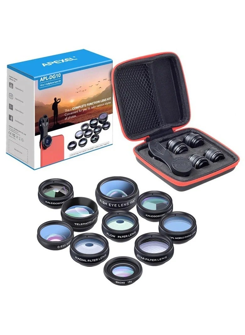APEXEL 10 in 1 Mobile Phone Lens Kit Fisheye Wide Angle - Image 2