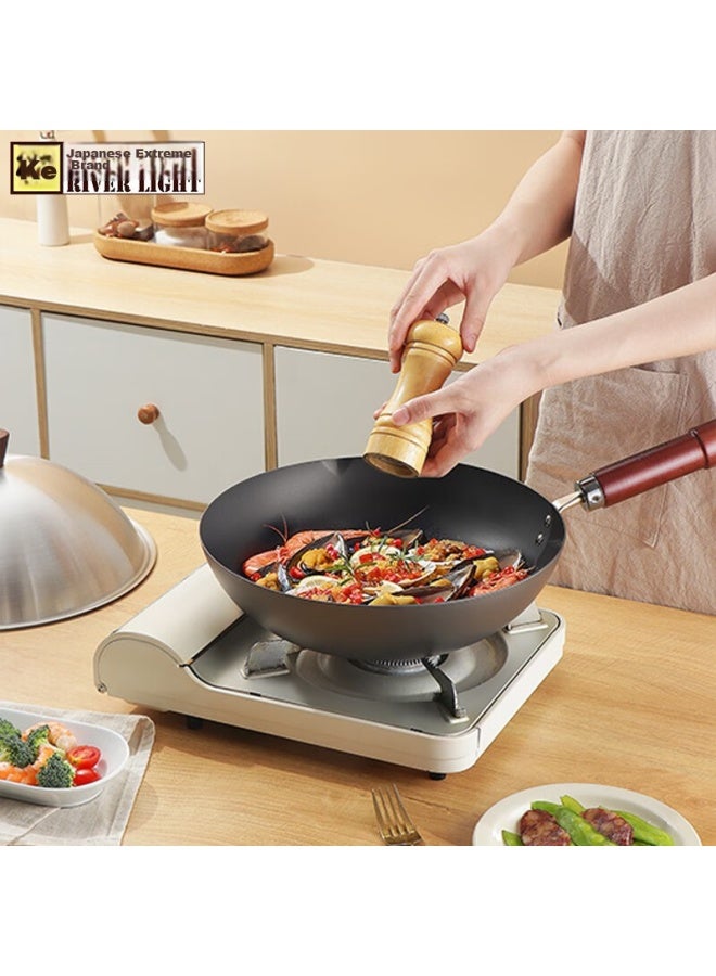 River Light Premium Imported Cast Iron Wok, Uncoated Stir-fry Pan 30cm Flat Bottom Wok Compatible With Induction And Gas Stoves - Image 2