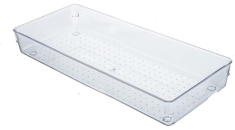RABBONIX Transparent Drawer Storage Box Ideal for Organizing Kitchen Drawers, Offices, Desks, Kitchen Utensils, Cosmetics and Bathrooms Size 35.1 cm X 15.24 cm | Pack of 02 - Image 1