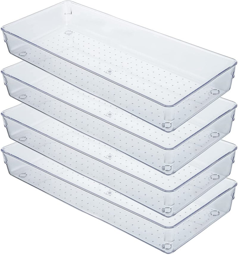RABBONIX Transparent Drawer Storage Box Ideal for Organizing Kitchen Drawers, Offices, Desks, Kitchen Utensils, Cosmetics and Bathrooms Size 35.1 cm X 15.24 cm | Pack of 02 - Image 5