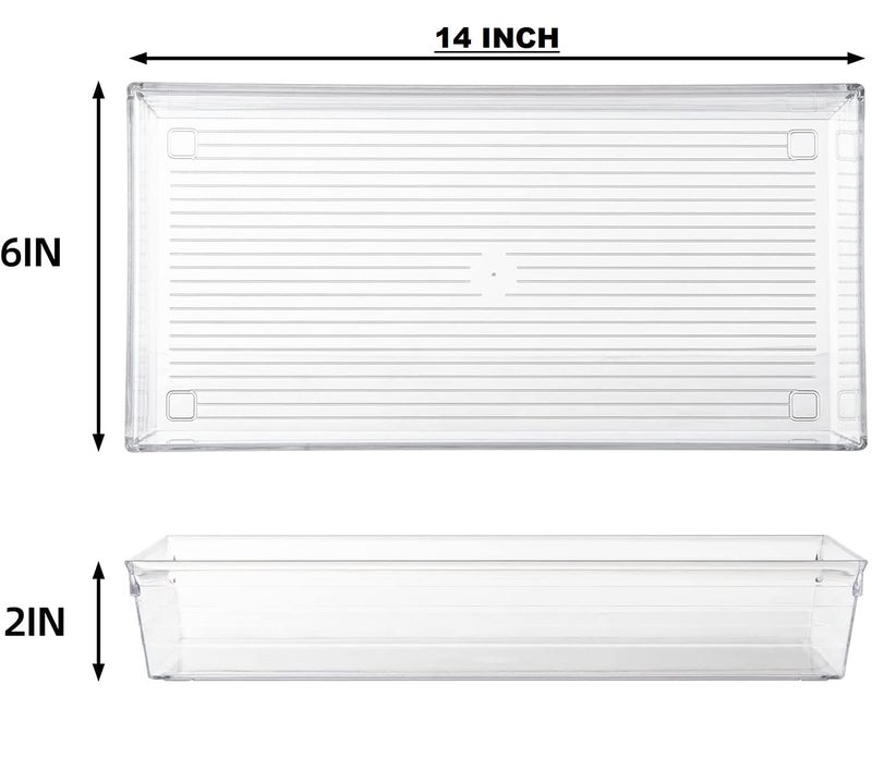 RABBONIX Transparent Drawer Storage Box Ideal for Organizing Kitchen Drawers, Offices, Desks, Kitchen Utensils, Cosmetics and Bathrooms Size 35.1 cm X 15.24 cm | Pack of 02 - Image 4