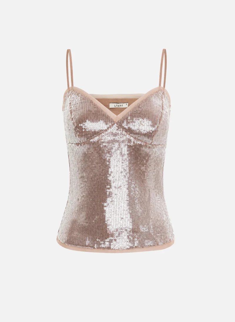 Lichi  Sequin top with thin straps for Women | Best Price UAE