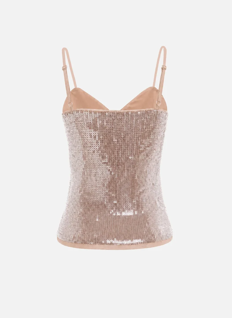 Lichi  Sequin top with thin straps for Women | Best Price UAE