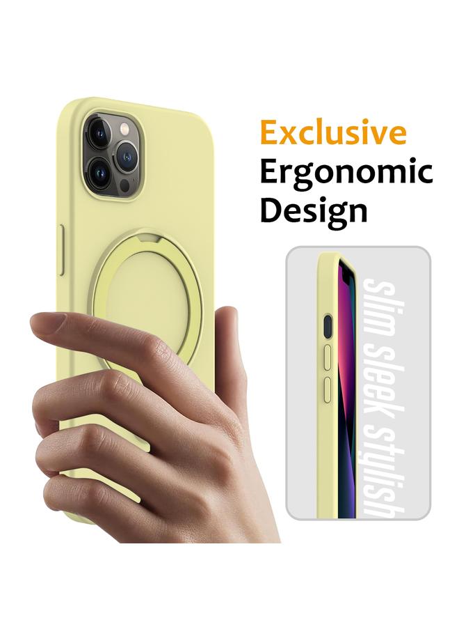 زبون جراب لهاتف iPhone 12 Pro مصنوع من السيليكون السائل المغناطيسي MagSafe مع حامل حلقي - Image 2