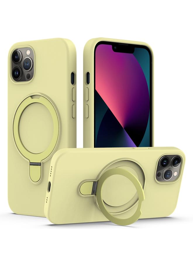 زبون جراب لهاتف iPhone 12 Pro مصنوع من السيليكون السائل المغناطيسي MagSafe مع حامل حلقي - Image 1