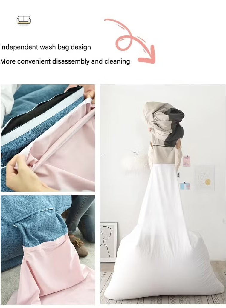 وسادة فاصولياء، خفيفة الوزن، مقعد لاثنين، كيس فاصولياء، كبير جداً، أريكة فاصولياء، تخفيف التعب، وسادة أريكة، قابلة للإزالة، قابلة للغسل، يمكن استخدامها كمسند ذراع من الجانبين، أريكة زاوية، أريكة بتصميم رقعة، أريكة صغيرة يمكنك الاستلقاء عليها والنوم في الشرفة، أريكة ناعمة. - Image 2