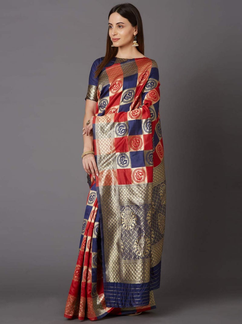 LACOSSI Pure Fancy Kanjivaram Jacquard SareeJacquard Banarasi Silk Saree Rich Pallu Design Woven Jacquard Trendy Special Occassion Wear With Unstitched Blouse Piece Trendy (Peacock-03) - Image 3