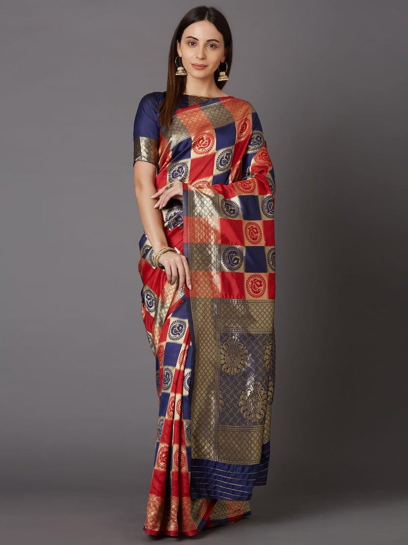 LACOSSI Pure Fancy Kanjivaram Jacquard SareeJacquard Banarasi Silk Saree Rich Pallu Design Woven Jacquard Trendy Special Occassion Wear With Unstitched Blouse Piece Trendy (Peacock-03) - Image 2