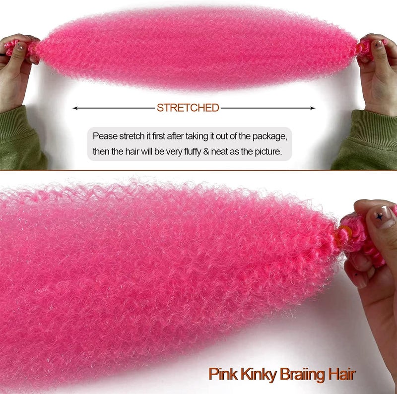 Chicmoi Pink Marley Hair for Kids 3 Pack Pre-Separated Spring Twist Hair for Soft Locs Hot Pink Kids Braiding Hair 16 Inch Springy Afro Twist Crochet Hair Marley Twist Braiding Hair - Image 4
