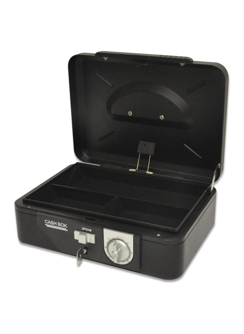 FIS FIS Cash Box Steel Black Color With Number/Key lock, 250 x 180 x 85 mm, 10 Inch Lock Size - FSCPTS1026CBK  - Image 2