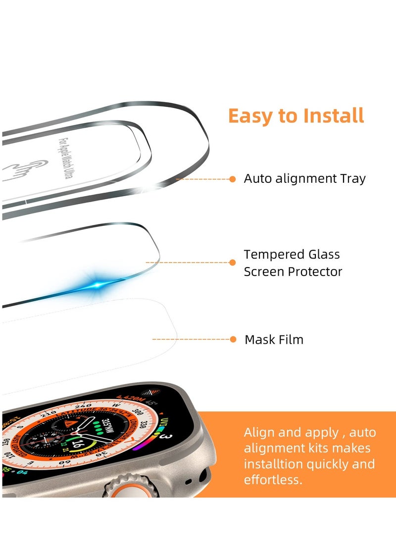 Y&D - [3 Pack] Screen Protector Compatible with Apple Watch Ultra 49mm (2022) Tempered Glass Easy Installation Kit for iWatch Bubble Free Full Coverage - Image 1
