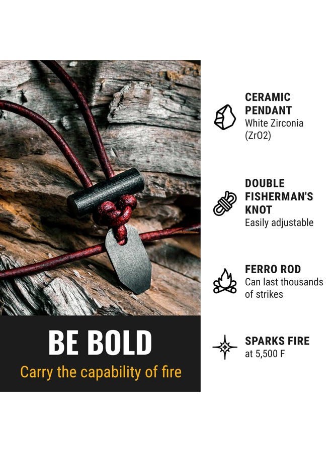 Wazoo The Bushcraft - Original Fire Starter Necklace for Men, Handcrafted In USA, Weatherproof Fire Starting Necklace with Adjustable Leather Knot Design, Ideal for Traveling, Everyday Carry & Adventures - Image 4