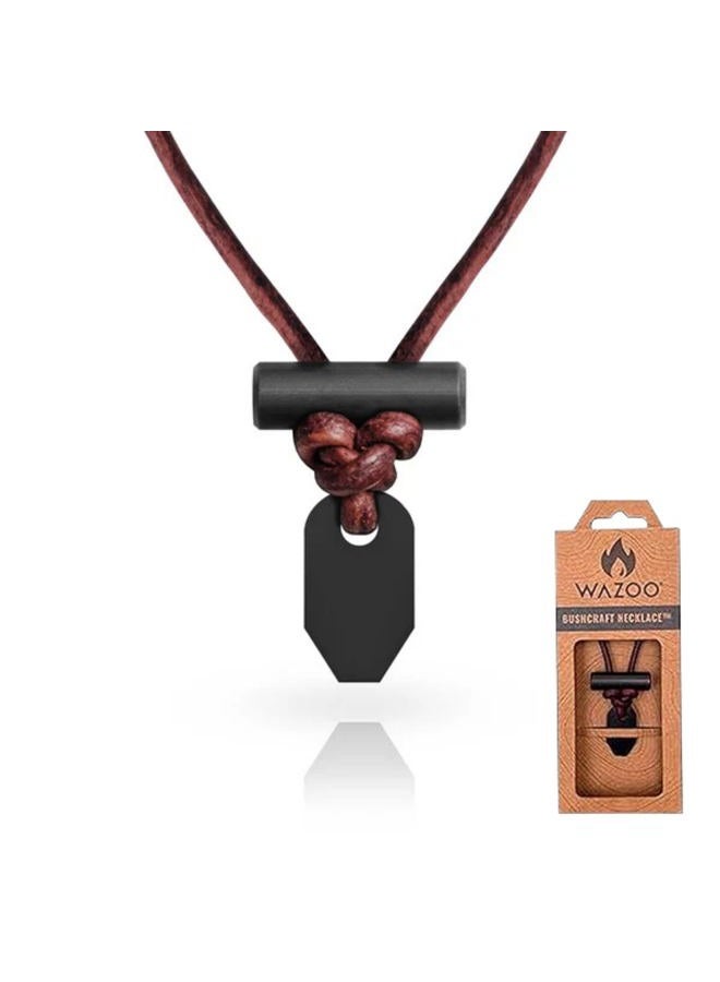 Wazoo The Bushcraft - Original Fire Starter Necklace for Men, Handcrafted In USA, Weatherproof Fire Starting Necklace with Adjustable Leather Knot Design, Ideal for Traveling, Everyday Carry & Adventures - Image 1