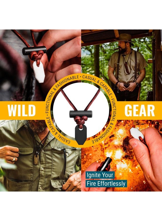 Wazoo The Bushcraft - Original Fire Starter Necklace for Men, Handcrafted In USA, Weatherproof Fire Starting Necklace with Adjustable Leather Knot Design, Ideal for Traveling, Everyday Carry & Adventures - Image 5