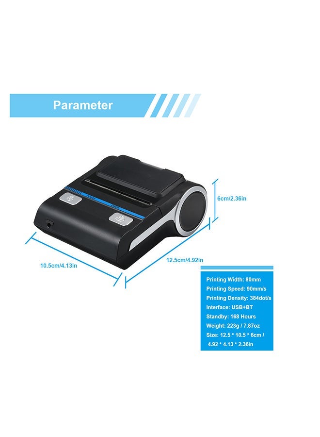 Portable Mini Wireless Thermal 80mm High BT Quality Printer Receipt For Mobile Multicolour