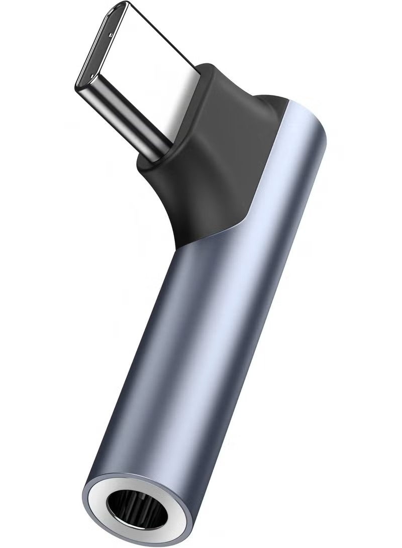 محول صوت بزاوية 90 درجة من USB-C إلى منفذ 3.5 مم (Type-C Aux) لسماعات الرأس والميكروفون، يدعم تقنية HiFi، بتصميم زاوية قائمة، متوافق مع iPhone 17/16/15 وأجهزة Samsung وGoogle. - Image 1