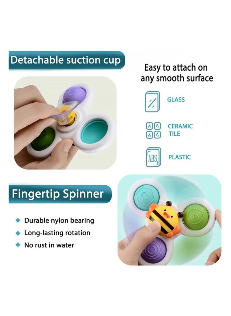 Y&D - 3PCS Suction Cup Spinner Toys, Strong Bath Toddler Fidget Toys Age 1-2, Window Spinning Top Baby Sensory for Toddlers 1-3, Birthday Gifts Girl Boy - Image 1
