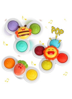 3PCS Suction Cup Spinner Toys, Strong Bath Toddler Fidget Toys Age 1-2, Window Spinning Top Baby Sensory for Toddlers 1-3, Birthday Gifts Girl Boy